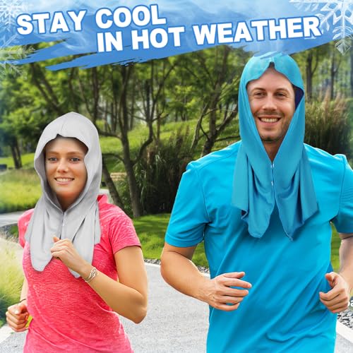 Cooling Hoodie Towels, Absorbent & Quick Drying Sweat Towel Wraps for Neck and Face, Long-Lasting Cooling and Sun Protection in Hot Weather Summer Outdoor Accessories, 4 Pcs