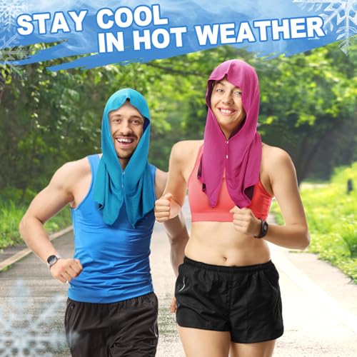 Cooling Hoodie Towels, Absorbent & Quick Drying Sweat Towel Wraps for Neck and Face, Long-Lasting Cooling and Sun Protection in Hot Weather Summer Outdoor Accessories, 4 Pcs