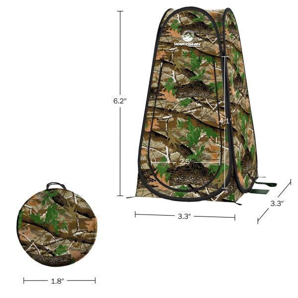 Pop Up Pod - Privacy Shower Tent, Dressing Room, or Portable Toilet Stall with Carry Bag for Camping, Beach, or Tailgate by Wakeman Outdoors (Black)
