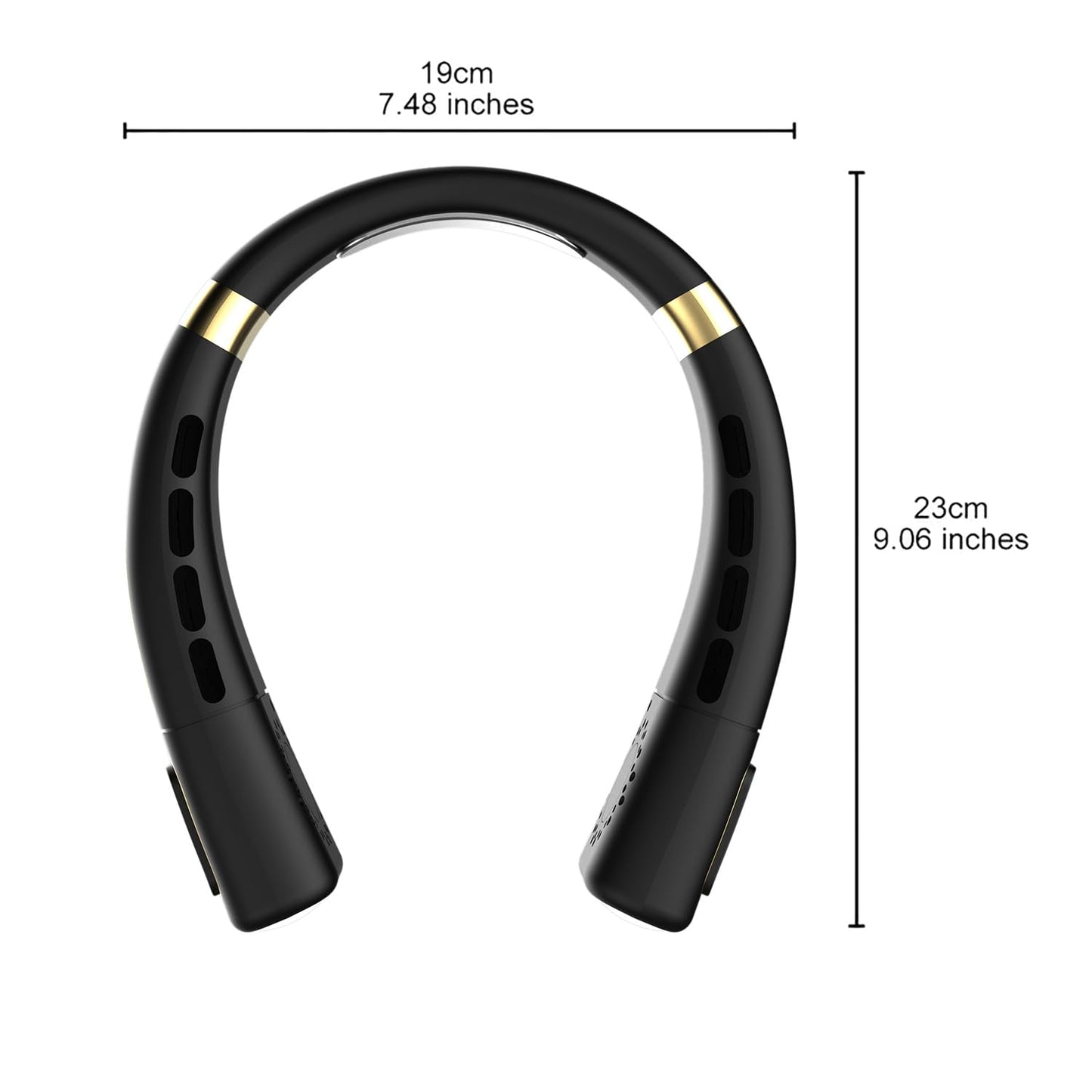 AbuDodo Portable Neck Fan, Hands-Free Bladeless Fan, With Three Light Modes, Battery Operated, 5 Speeds Adjustable, Faster Cooling, Ultra Quiet, Suitable for Home, Office, Travel, Sports -Black