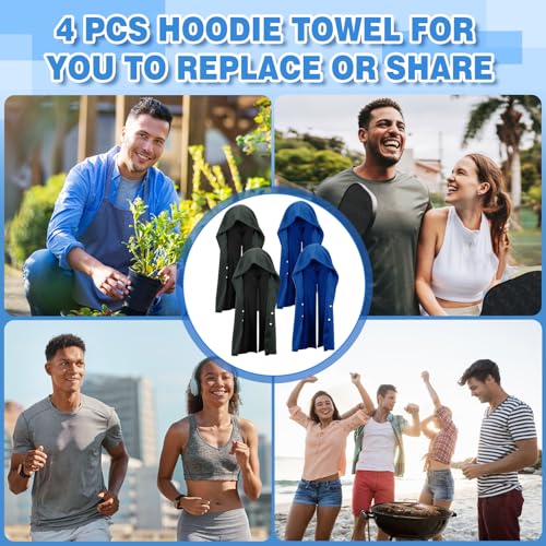 Cooling Hoodie Towels, Absorbent & Quick Drying Sweat Towel Wraps for Neck and Face, Long-Lasting Cooling and Sun Protection in Hot Weather Summer Outdoor Accessories, 4 Pcs