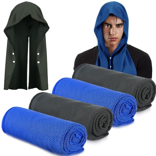 Cooling Hoodie Towels, Absorbent & Quick Drying Sweat Towel Wraps for Neck and Face, Long-Lasting Cooling and Sun Protection in Hot Weather Summer Outdoor Accessories, 4 Pcs