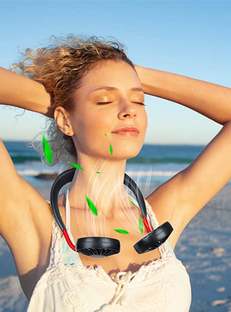 Portable Neck Fan Rechargeable Personal Hand-Free Fan Mini USB Wearable Neckband Sport Fan, 3 Speed Adjustable, 360 Degrees Free Rotation Perfect for Working, Traveling, Office, Reading (Black)