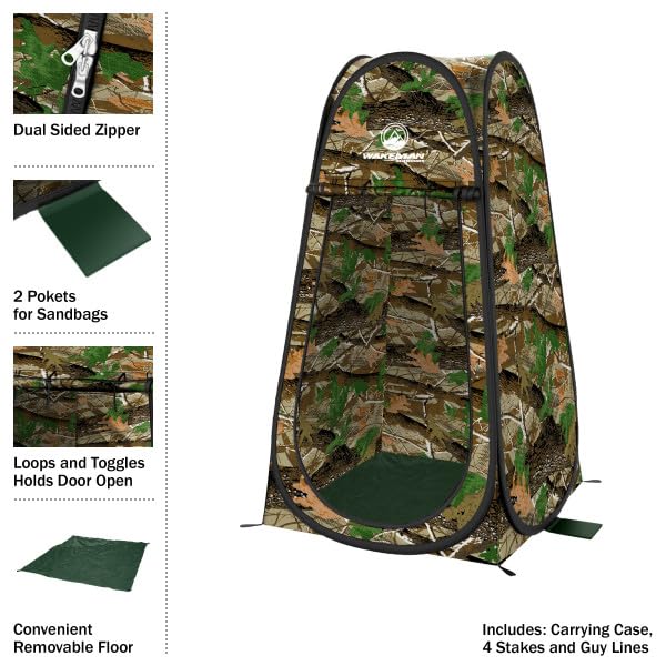 Pop Up Pod - Privacy Shower Tent, Dressing Room, or Portable Toilet Stall with Carry Bag for Camping, Beach, or Tailgate by Wakeman Outdoors (Black)