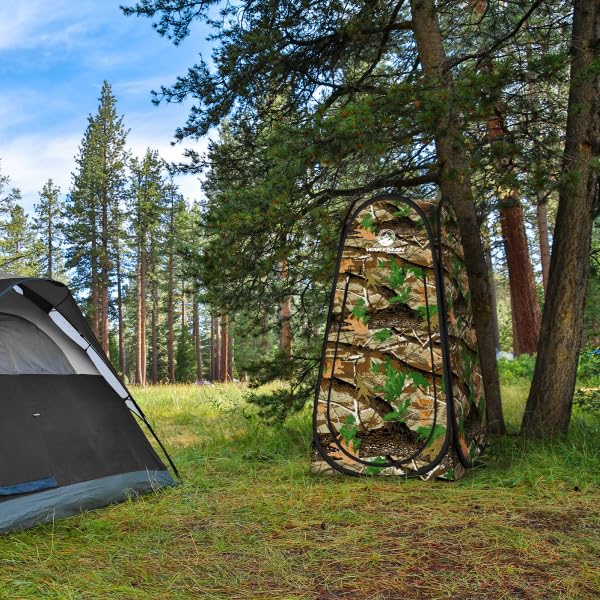 Pop Up Pod - Privacy Shower Tent, Dressing Room, or Portable Toilet Stall with Carry Bag for Camping, Beach, or Tailgate by Wakeman Outdoors (Black)