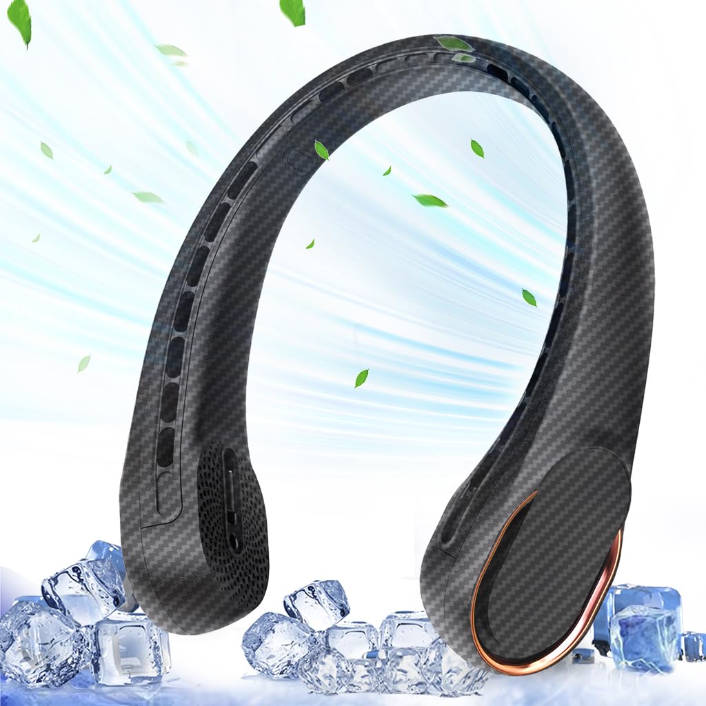 ASNUG Neck Fan, USB Rechargeable Personal Fan, 4000 mAh Battery Operated, 3 Speeds Adjustable, Faster Cooling, Ultra Quiet, Suitable for Home, Office, Travel, Sports