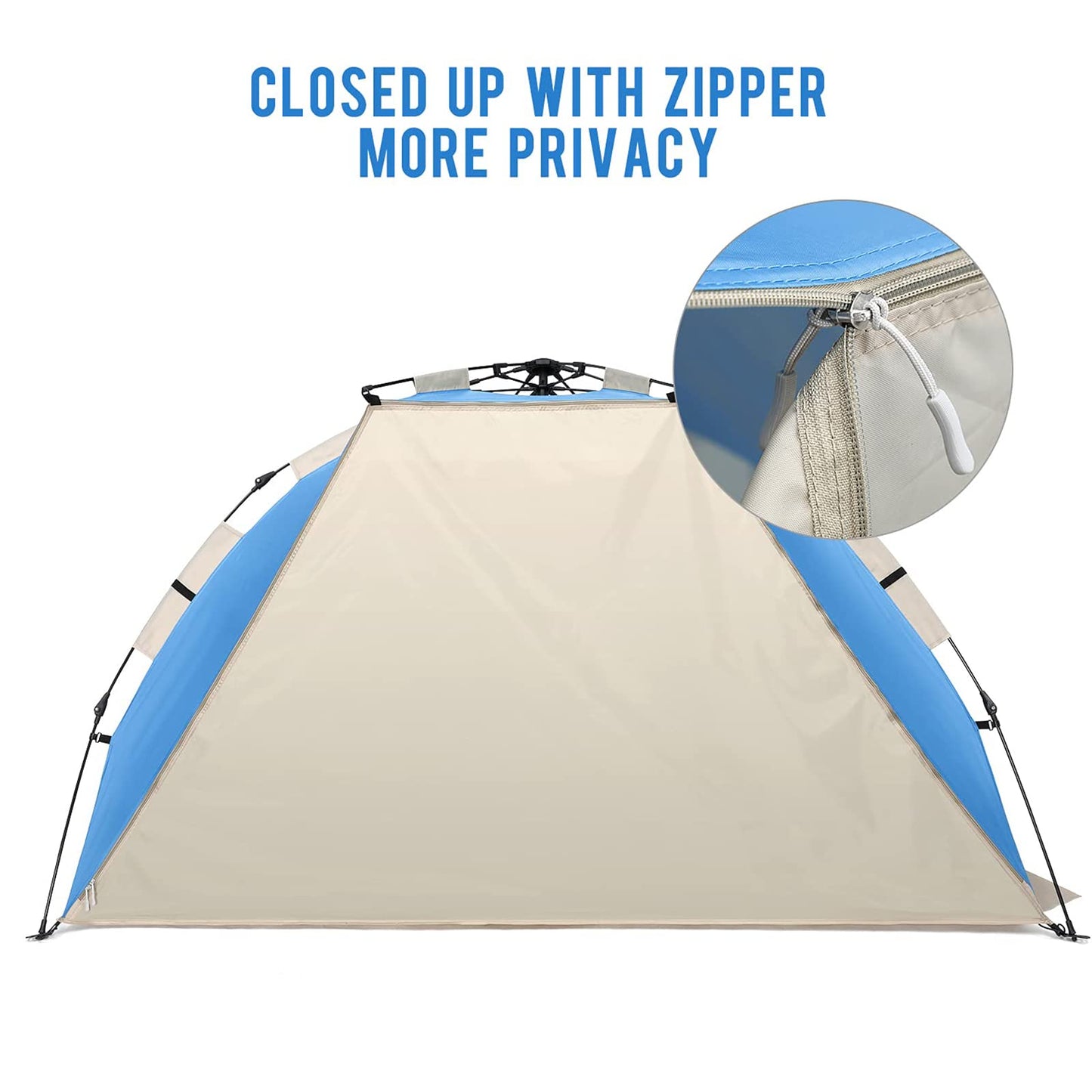 G4Free Large Pop up Beach Tent for 3-4 Person, UPF 50+ Automatic Sun Shelter Canopy Portable Outdoor Cabana Sun Umbrella