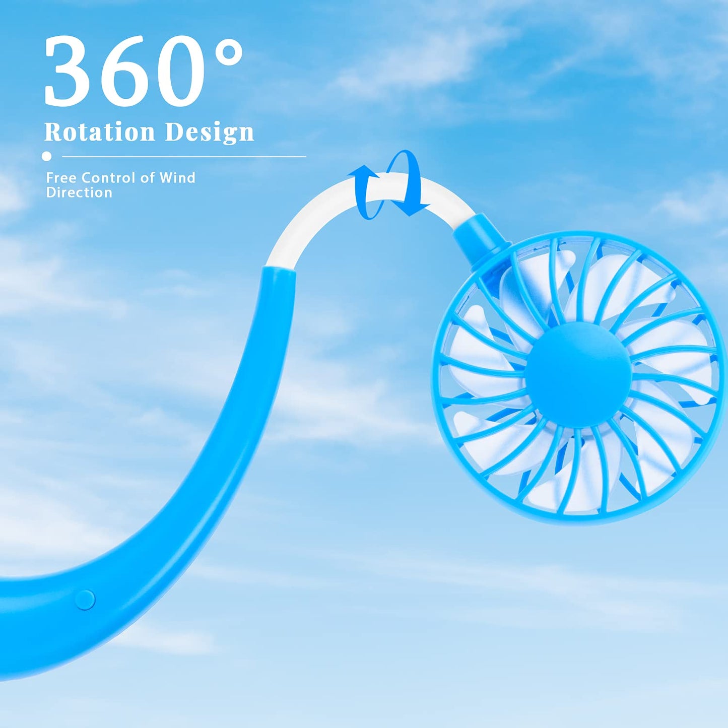 Portable Neck Fan Rechargeable Personal Hand-Free Fan Mini USB Wearable Neckband Sport Fan, 3 Speed Adjustable, 360 Degrees Free Rotation Perfect for Working, Traveling, Office, Reading (Black)