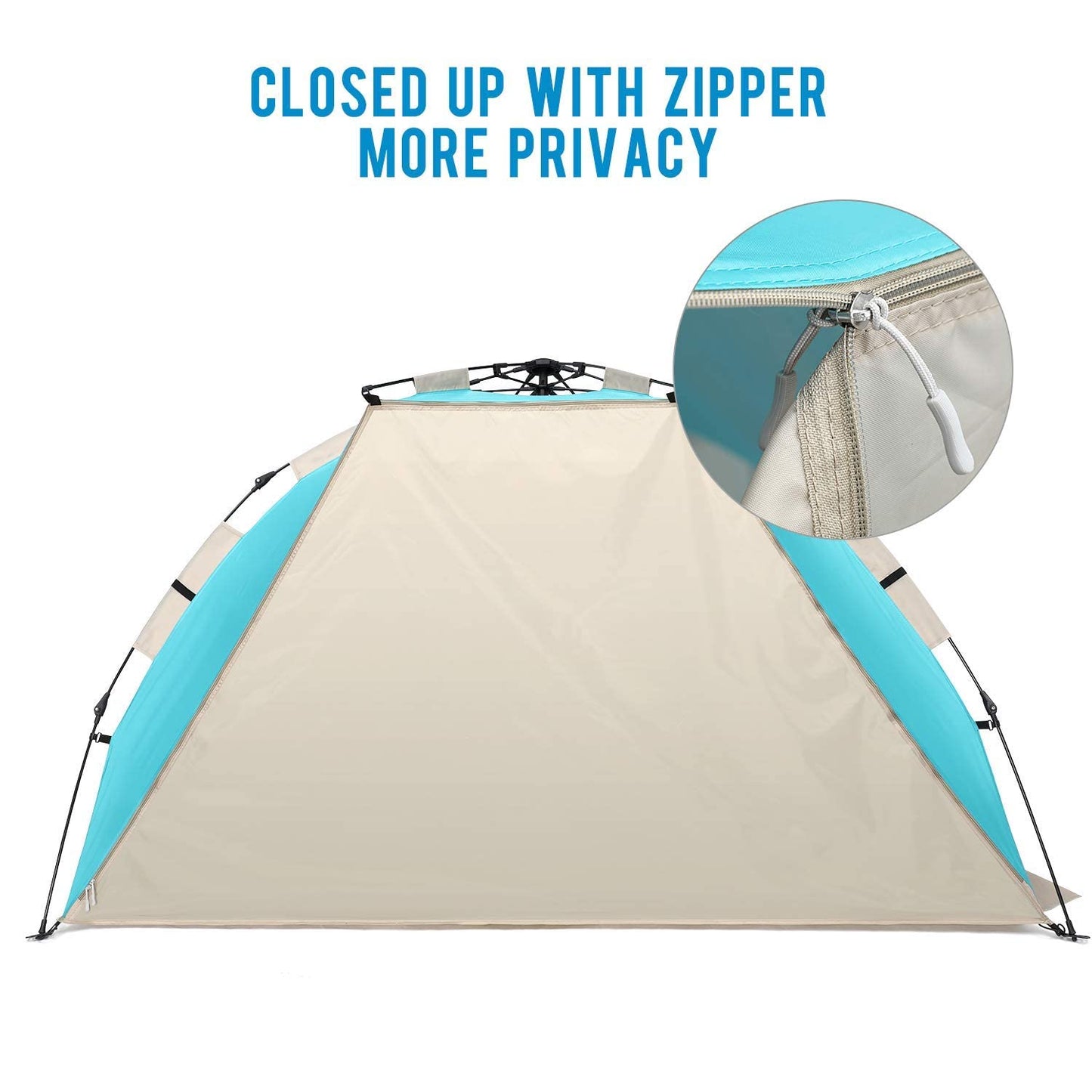 G4Free Large Pop up Beach Tent for 3-4 Person, UPF 50+ Automatic Sun Shelter Canopy Portable Outdoor Cabana Sun Umbrella