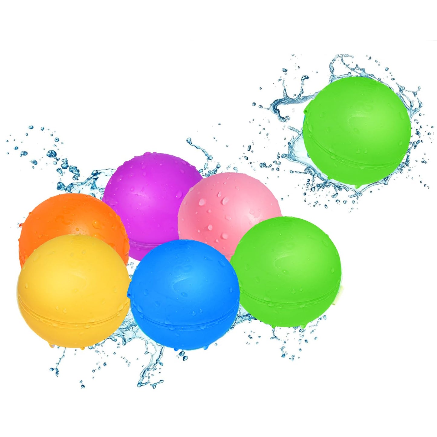 Reusable Water Balloons, Water Ball for beach toys, Summer toys, Easy Quick Fill & Self-Sealing Water Bombs, Soft Silicone Water Splash Ball, Best Gift for Kids(6Pcs)