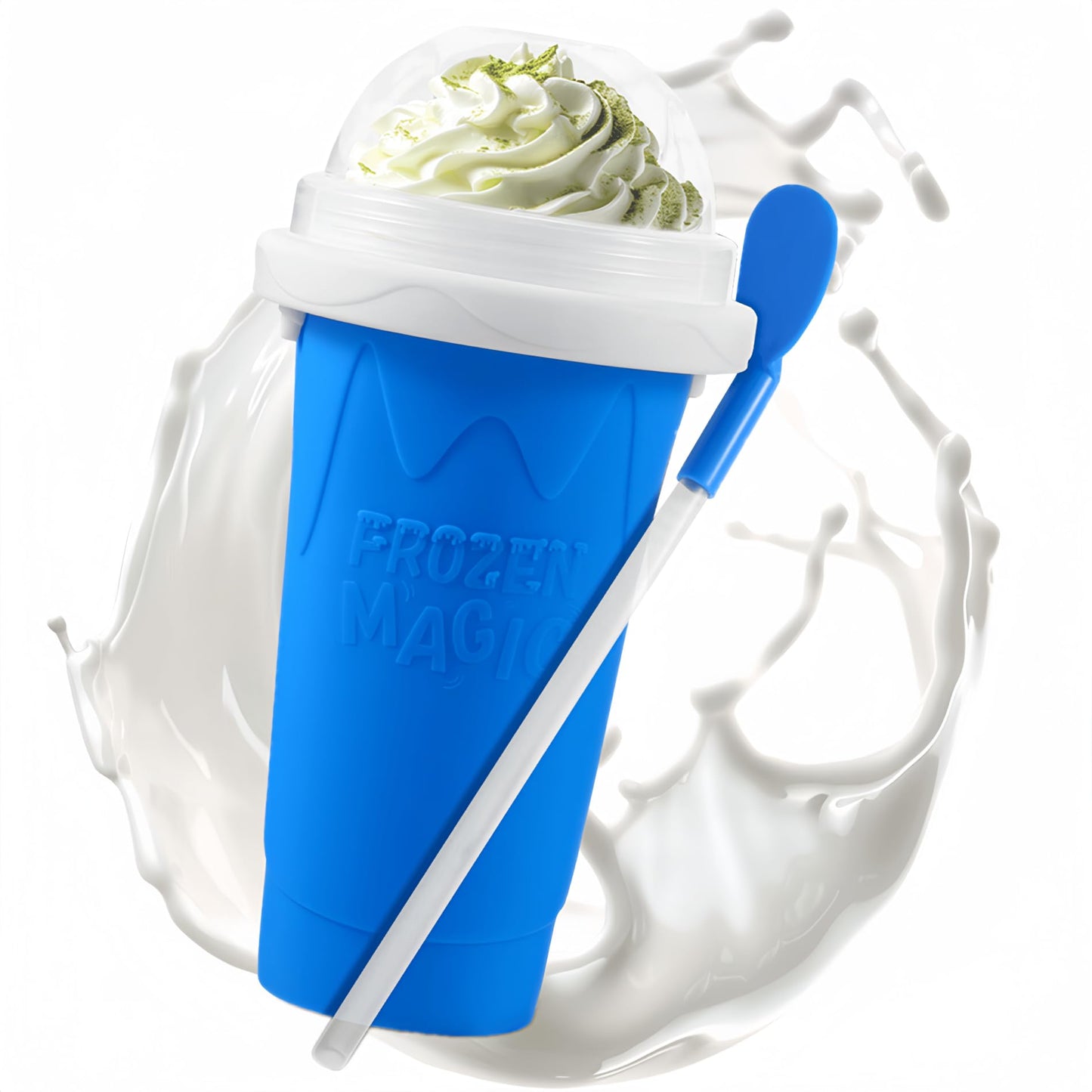 Slushie Cup, Slushy Maker Cup with Lid & Straw for Kids Friends Family, Portable Smoothie Squeeze Cup for Milk, Juices, and Ice Cream Make