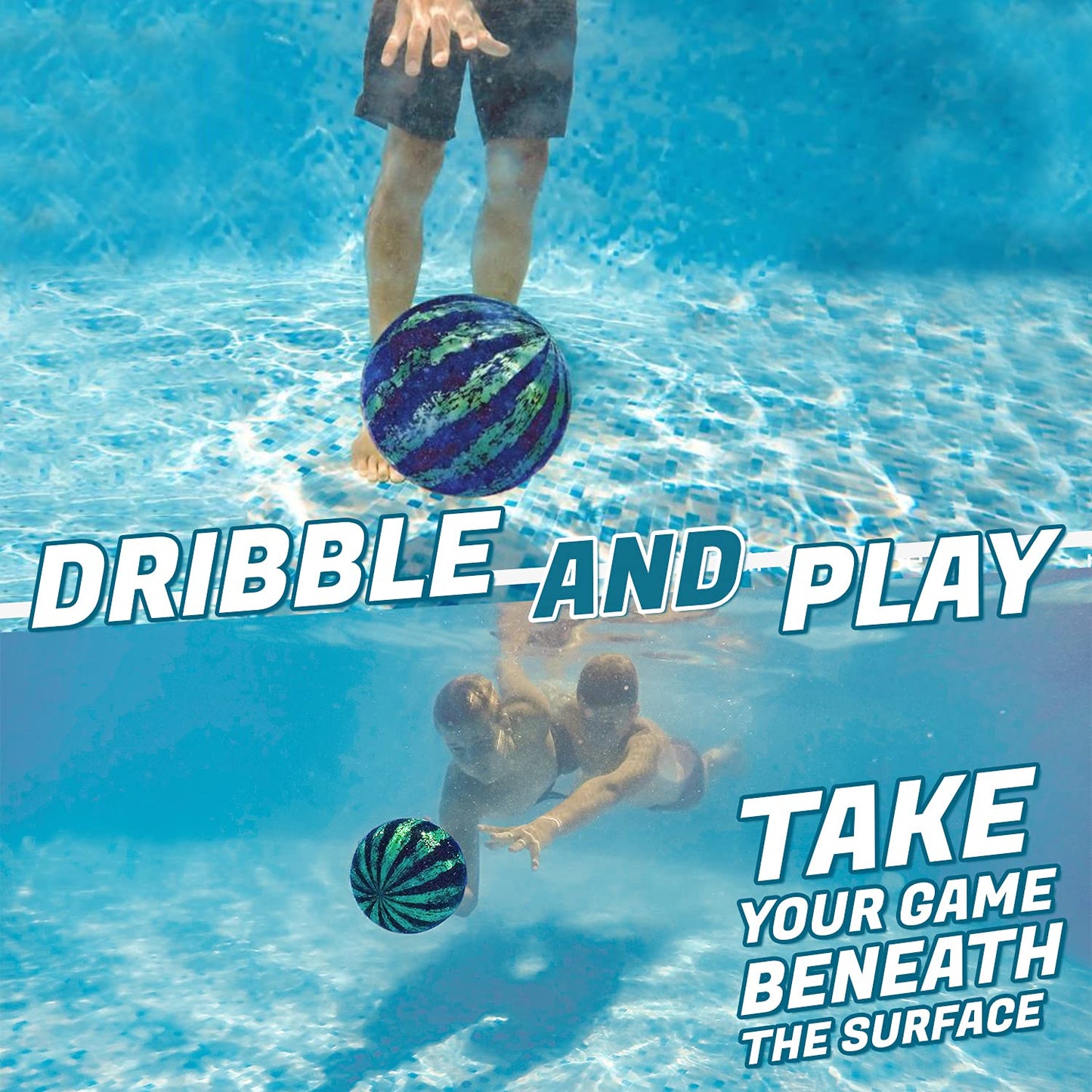 Watermelon Ball JR - Pool Toy for Underwater Games - Durable Ball for Pool Football, Basketball & Rugby - Perfect for Water Parties - Fun for Adults & Kids Alike - Fillable Pool Ball - Ages 6+