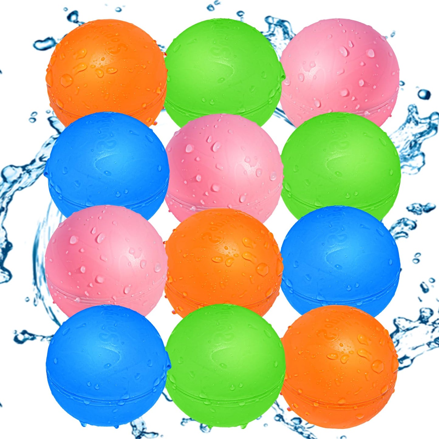 Reusable Water Balloons, Water Ball for beach toys, Summer toys, Easy Quick Fill & Self-Sealing Water Bombs, Soft Silicone Water Splash Ball, Best Gift for Kids(6Pcs)