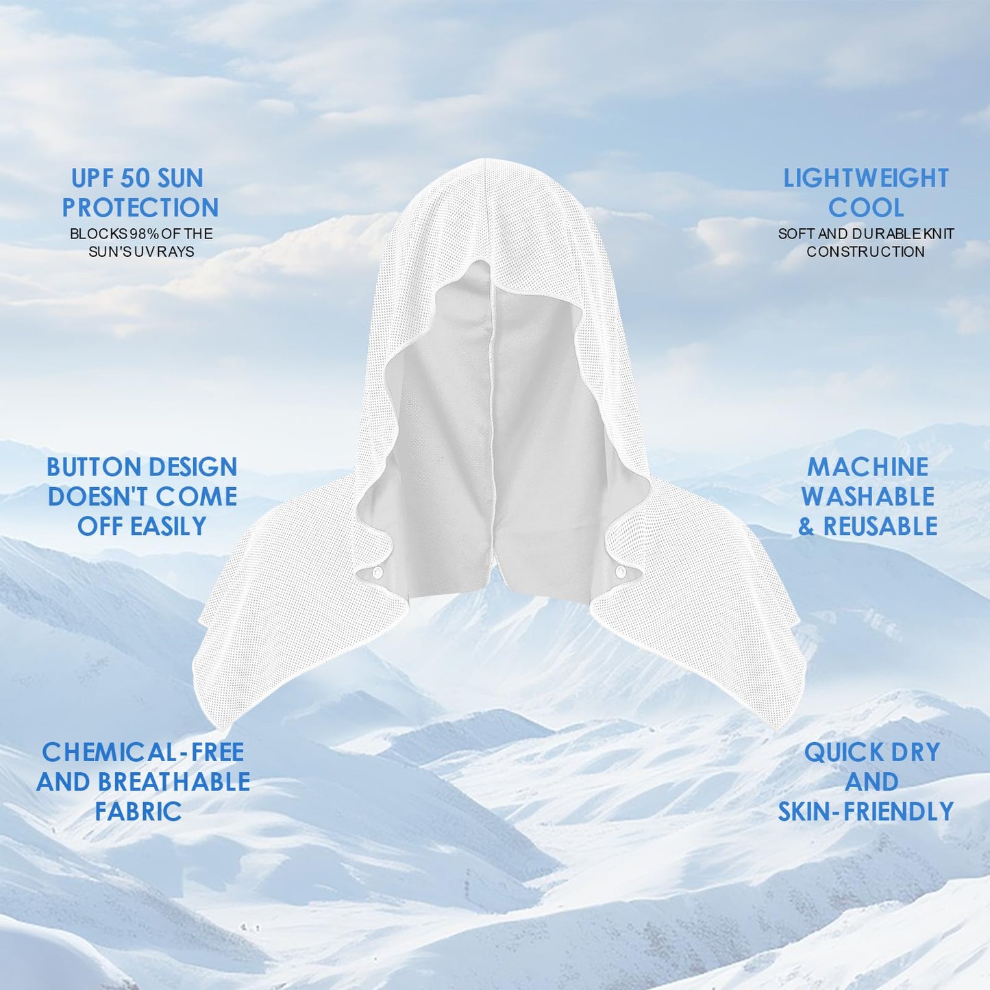 CSITE Cooling Hoodie Towels for Neck and Face, UPF 50 Sun Protection & Instant Cooling, Ice Towels for Hot Weather, Soft Breathable Towel for Sport, Work Out, Gym, Camping & More Activities