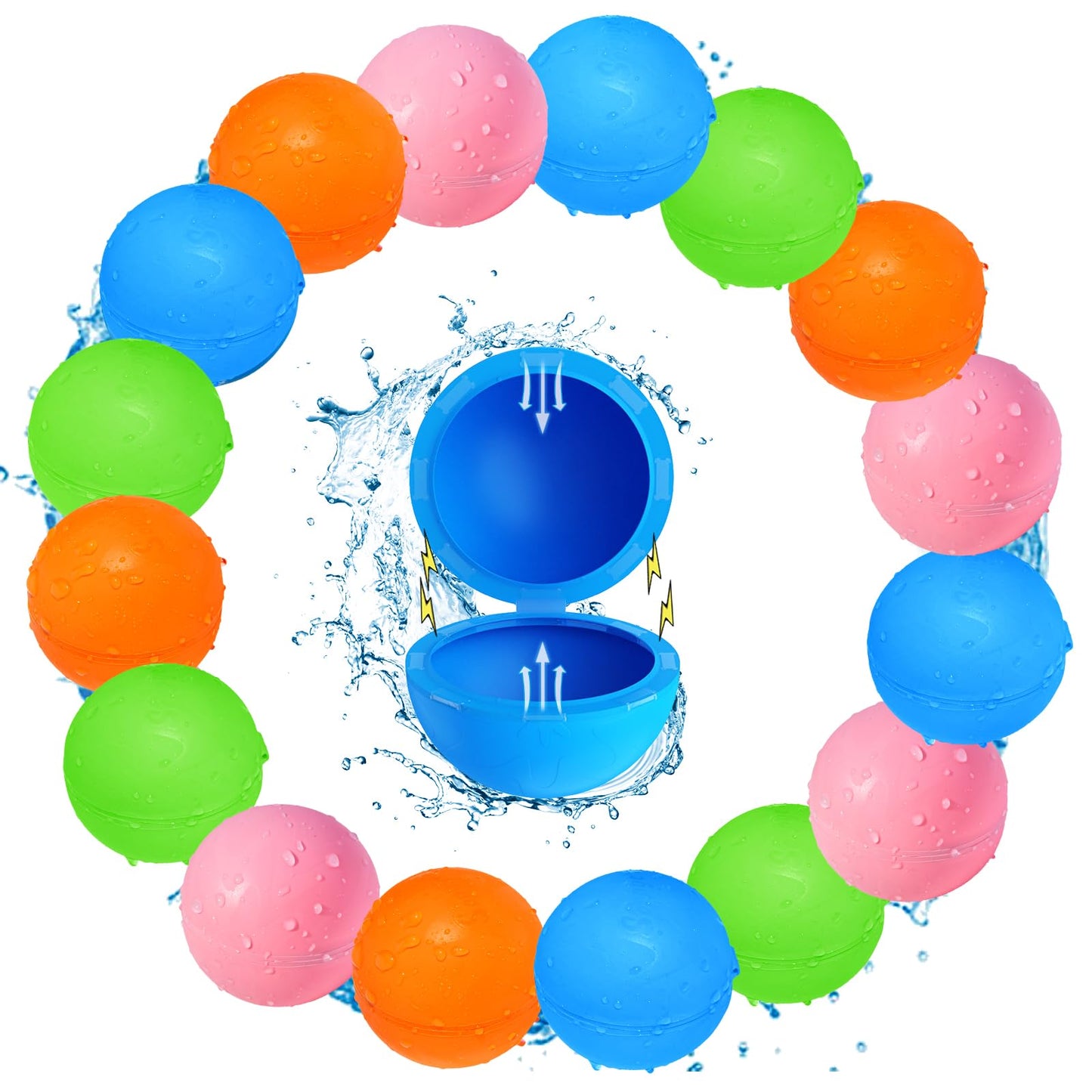 Reusable Water Balloons, Water Ball for beach toys, Summer toys, Easy Quick Fill & Self-Sealing Water Bombs, Soft Silicone Water Splash Ball, Best Gift for Kids(6Pcs)