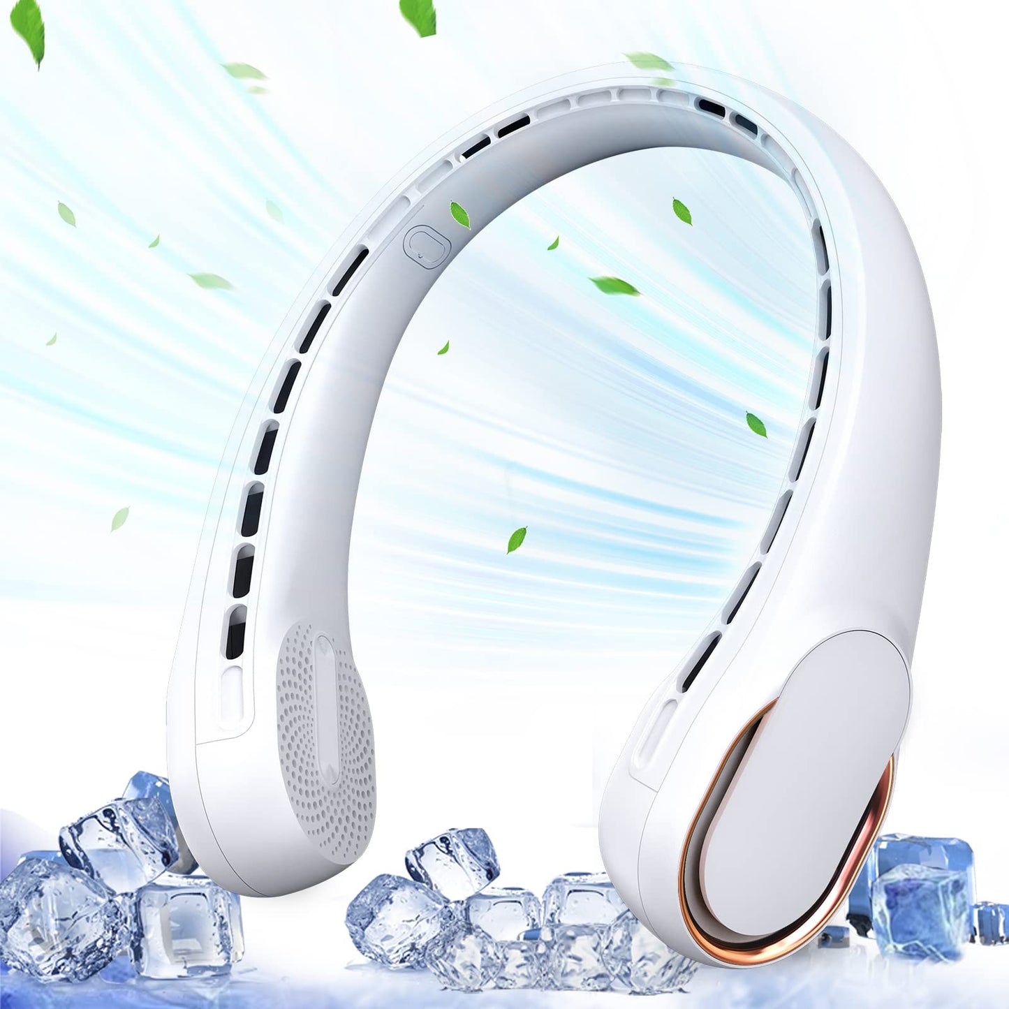 ASNUG Neck Fan, USB Rechargeable Personal Fan, 4000 mAh Battery Operated, 3 Speeds Adjustable, Faster Cooling, Ultra Quiet, Suitable for Home, Office, Travel, Sports