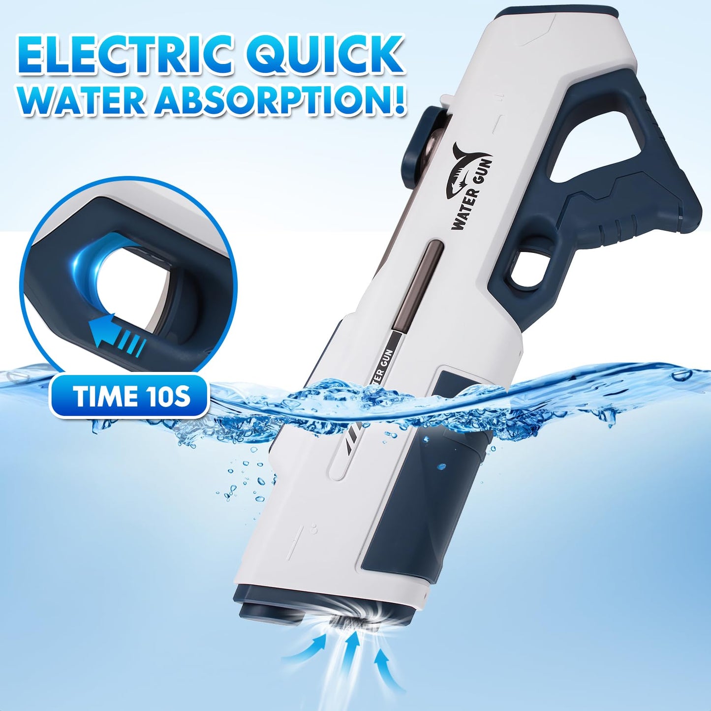 Electric Water Guns for Adults Kids, Automatic Water Reload & Shooting, Automatic Water Gun, Large Capacity Battery Powered Squirt Gun, Summer Beach Pool Backyard Outdoor Toys(White)