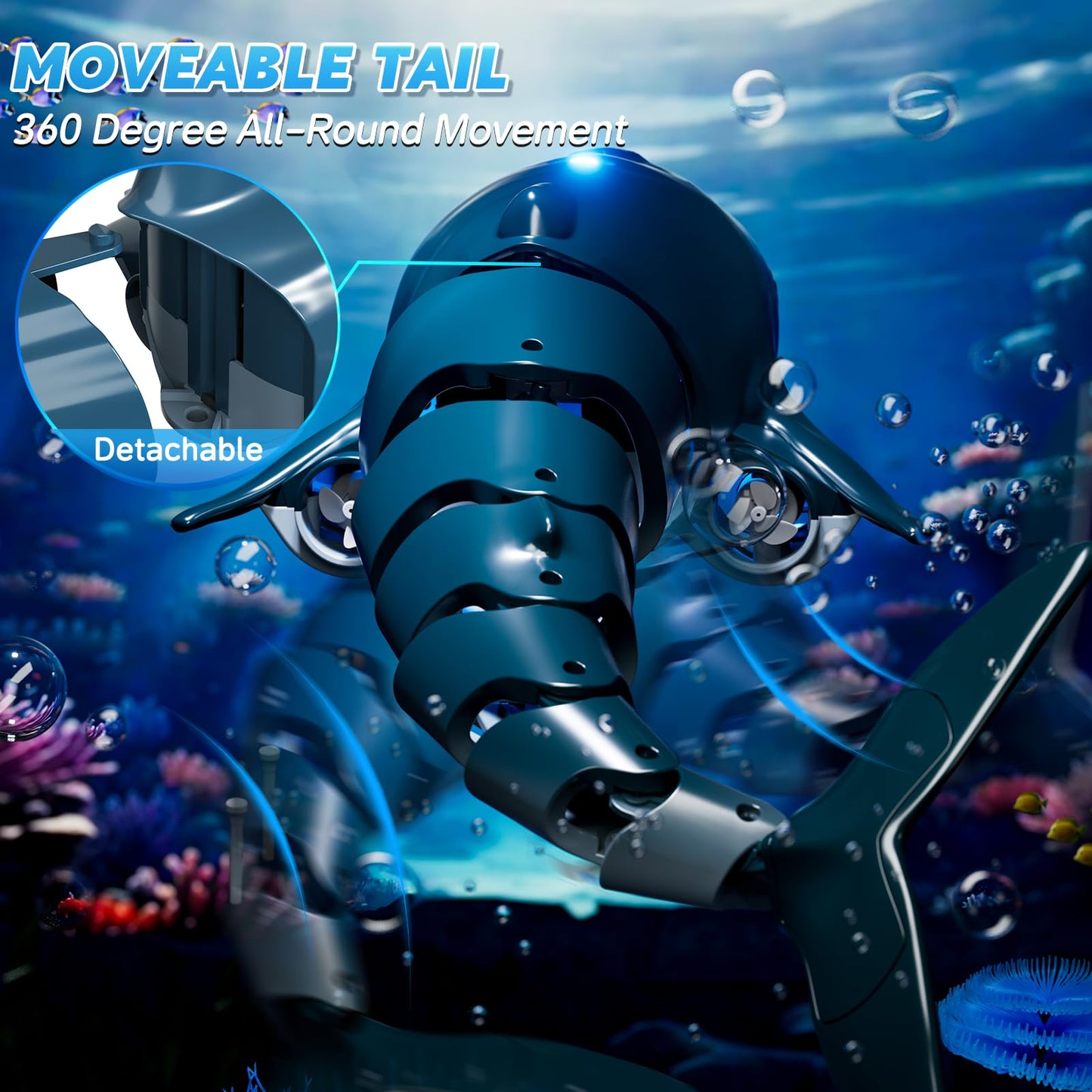 Remote Control Shark Toys for Boys Kids, 1:18 Scale High Simulation Shark for Pool, 2.4Ghz Electric RC Shark Boat Fish Toys with Light & Spray, Toy Shark Gifts for 6 7 8 9 Year olds Kid Boys Girls