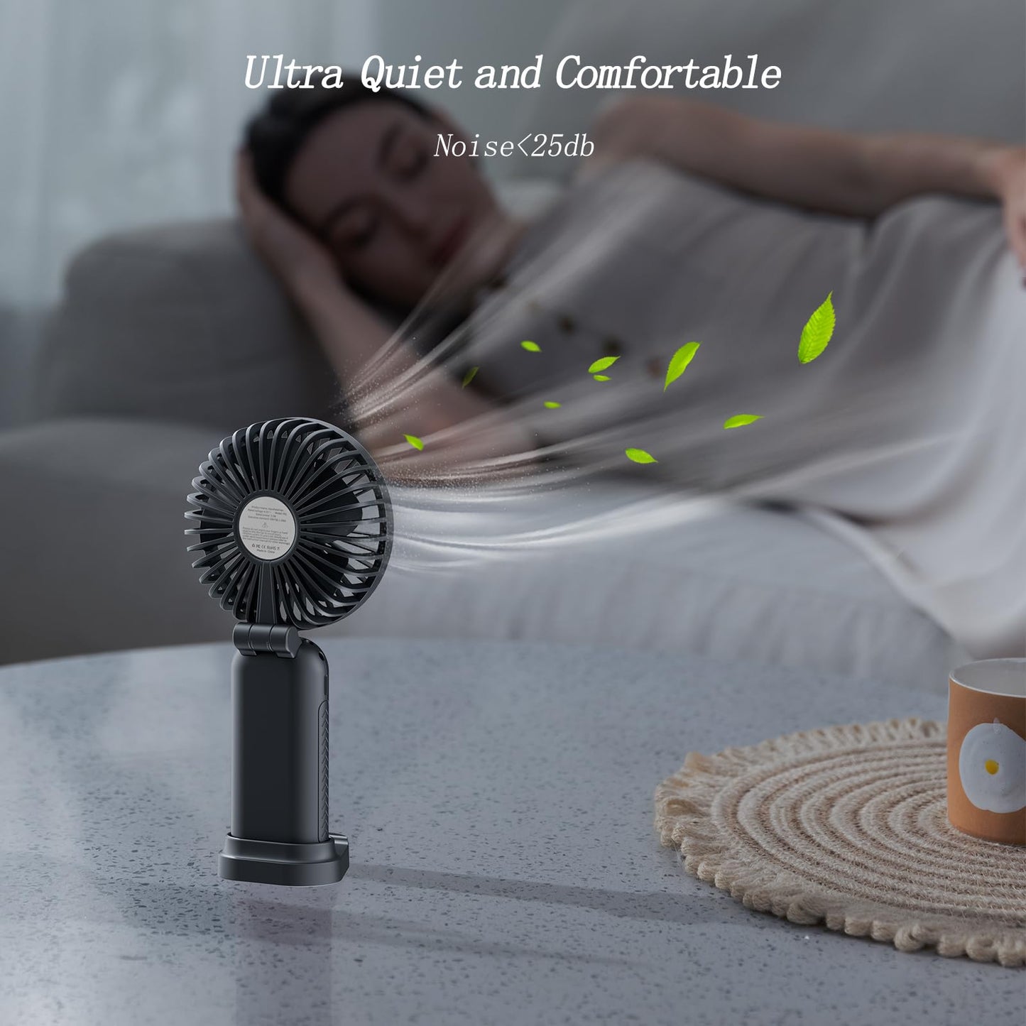GOCKERA Portable Fan, 4200mAh Battery Operated Fan, 5 Speeds&Digital Display, Makeup Fans for Women with Base, 180°Foldable 3in1 Handheld/Neck/Desk Fan for Outdoor Indoor,Ultra Quiet (Pink)