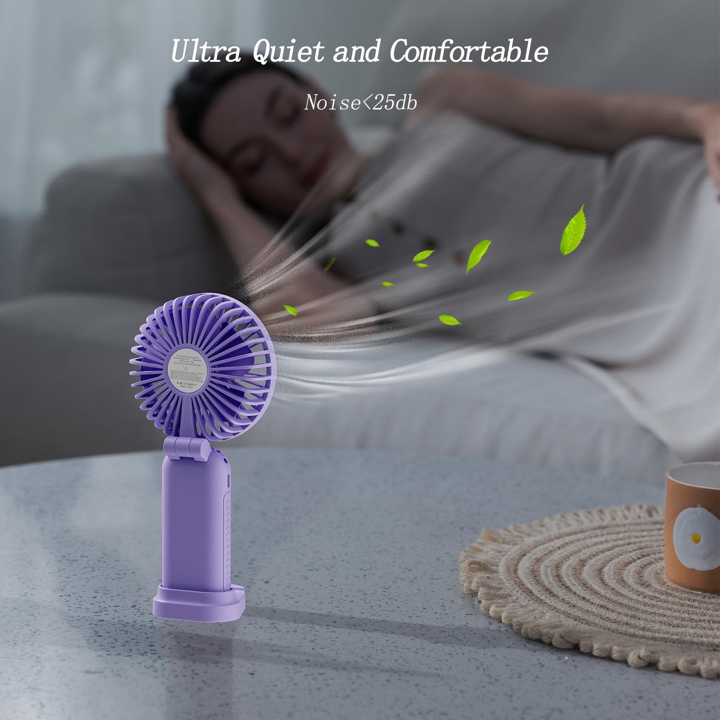 GOCKERA Portable Fan, 4200mAh Battery Operated Fan, 5 Speeds&Digital Display, Makeup Fans for Women with Base, 180°Foldable 3in1 Handheld/Neck/Desk Fan for Outdoor Indoor,Ultra Quiet (Pink)