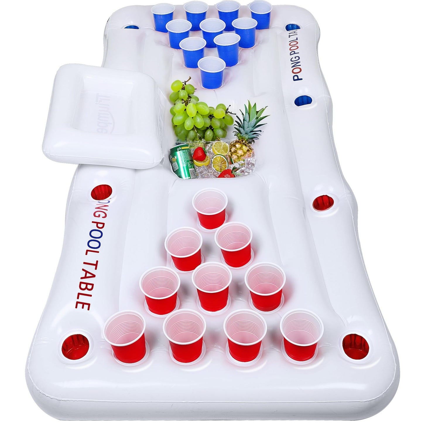 Triumpeek Inflatable Pool Game Table Float with Cooler, 6FT Floating Water Activity Center, Multi-Use Pool Lounge for Social Gatherings & Family Fun (Cups & Balls Not Included)