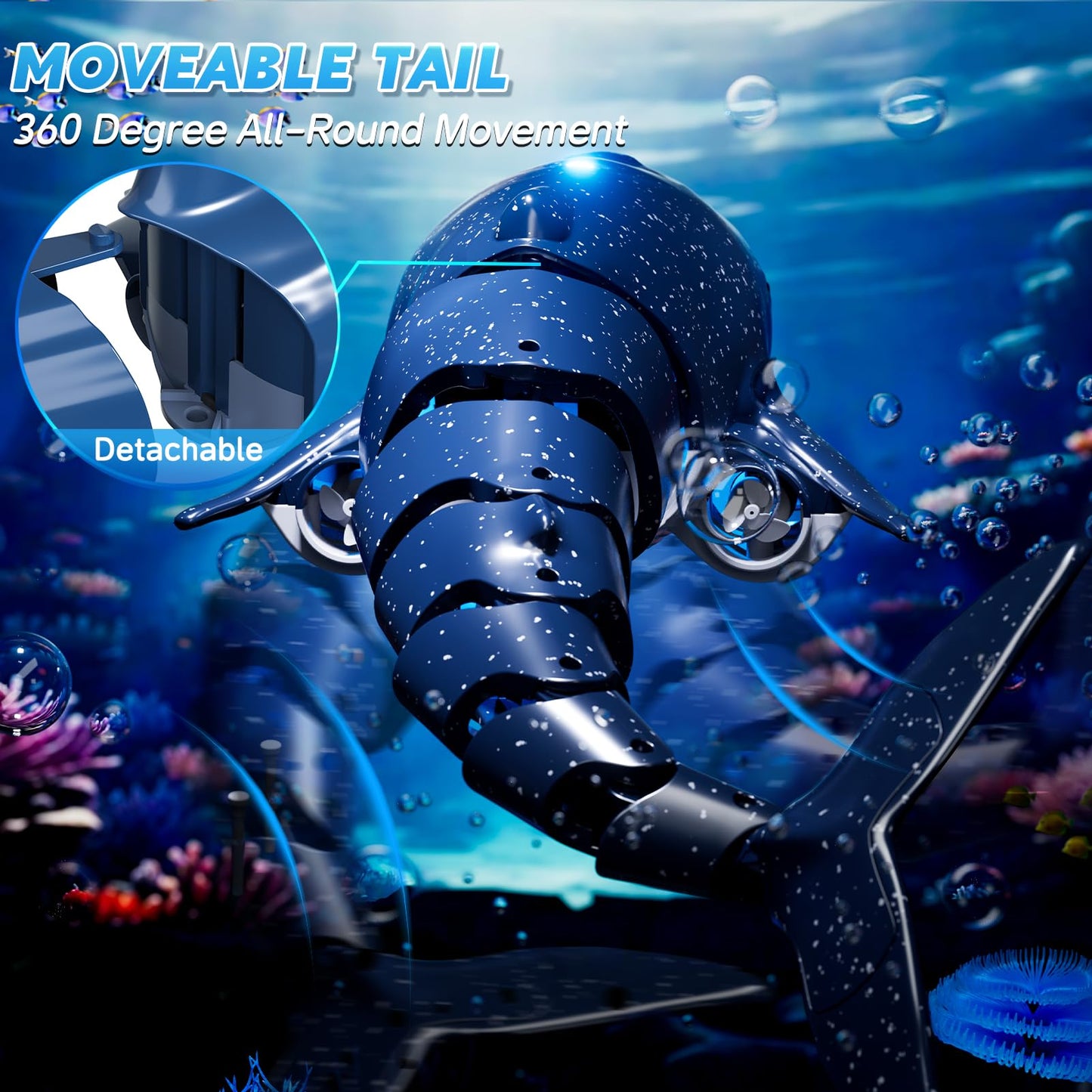Remote Control Shark Toys for Boys Kids, 1:18 Scale High Simulation Shark for Pool, 2.4Ghz Electric RC Shark Boat Fish Toys with Light & Spray, Toy Shark Gifts for 6 7 8 9 Year olds Kid Boys Girls