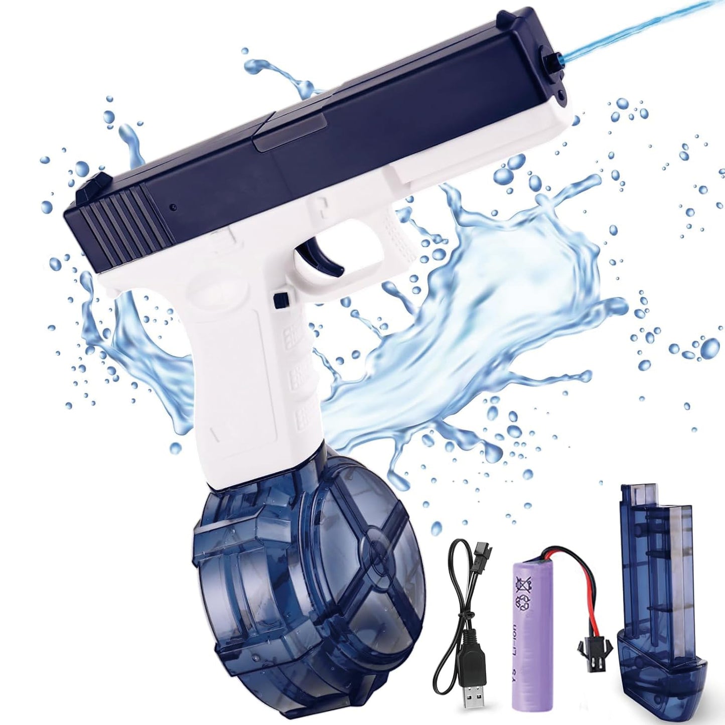 2Pcs Electric Water Guns Battery Powered Water Gun Electric Water Gun Rechargeable Gun Toy High Capacity 500+ Range Up to 32 FT Range Summer Outdoor Swimming Pool Water Toy for Adults Kids - Blue Pink