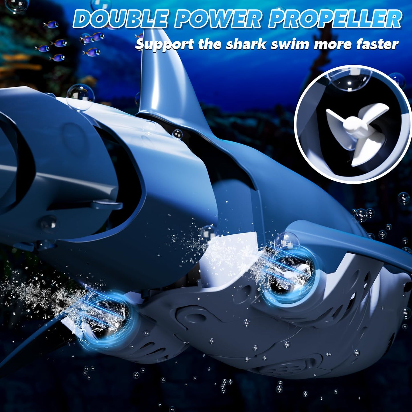 Remote Control Shark Toys for Boys Kids, 1:18 Scale High Simulation Shark for Pool, 2.4Ghz Electric RC Shark Boat Fish Toys with Light & Spray, Toy Shark Gifts for 6 7 8 9 Year olds Kid Boys Girls