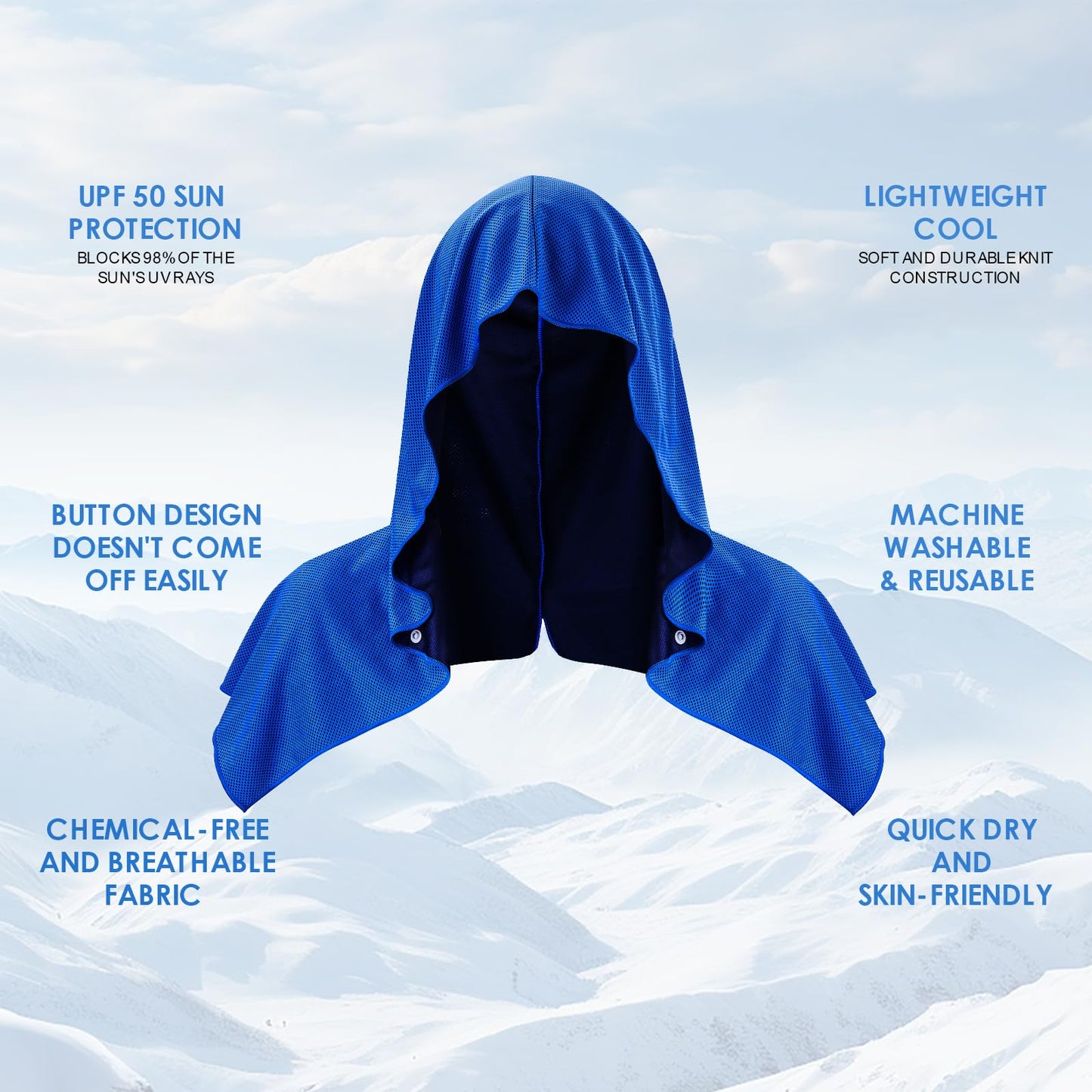 CSITE Cooling Hoodie Towels for Neck and Face, UPF 50 Sun Protection & Instant Cooling, Ice Towels for Hot Weather, Soft Breathable Towel for Sport, Work Out, Gym, Camping & More Activities