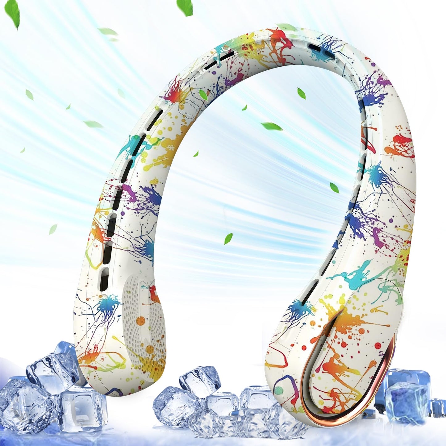 ASNUG Neck Fan, USB Rechargeable Personal Fan, 4000 mAh Battery Operated, 3 Speeds Adjustable, Faster Cooling, Ultra Quiet, Suitable for Home, Office, Travel, Sports