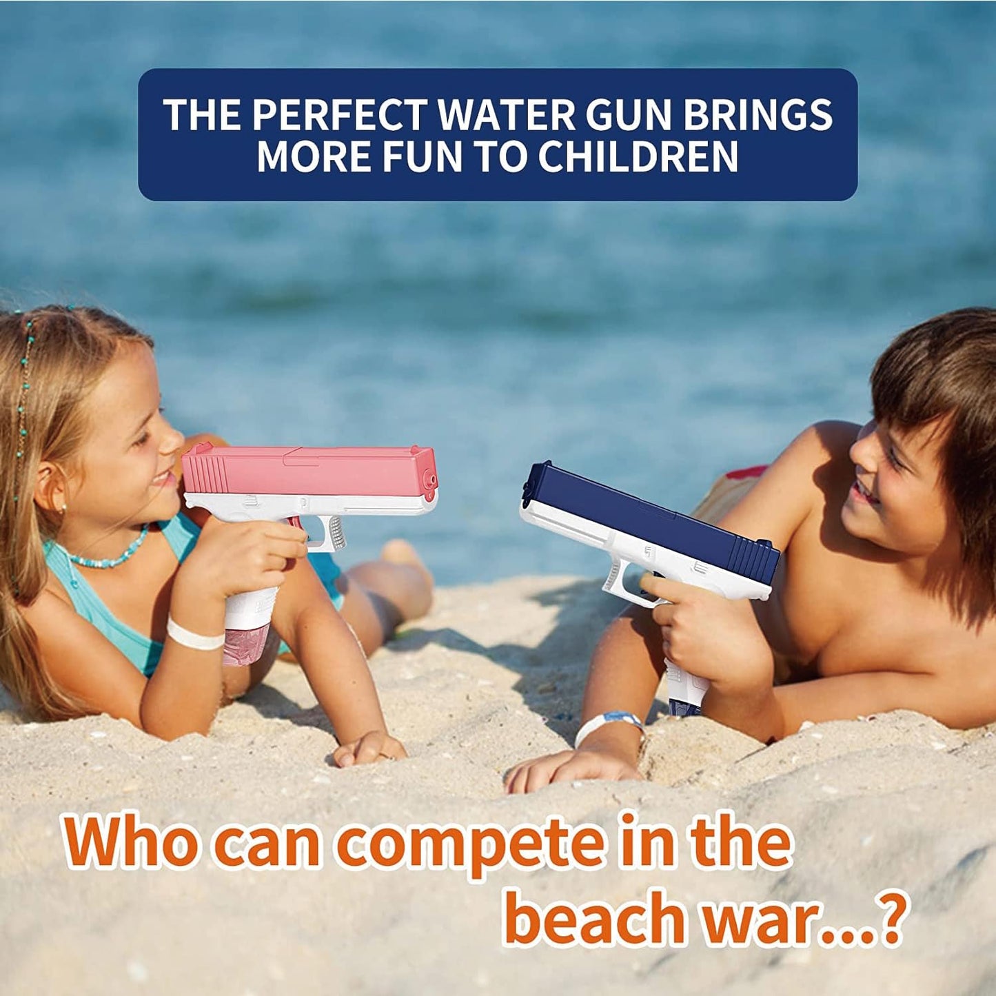2Pcs Electric Water Guns Battery Powered Water Gun Electric Water Gun Rechargeable Gun Toy High Capacity 500+ Range Up to 32 FT Range Summer Outdoor Swimming Pool Water Toy for Adults Kids - Blue Pink