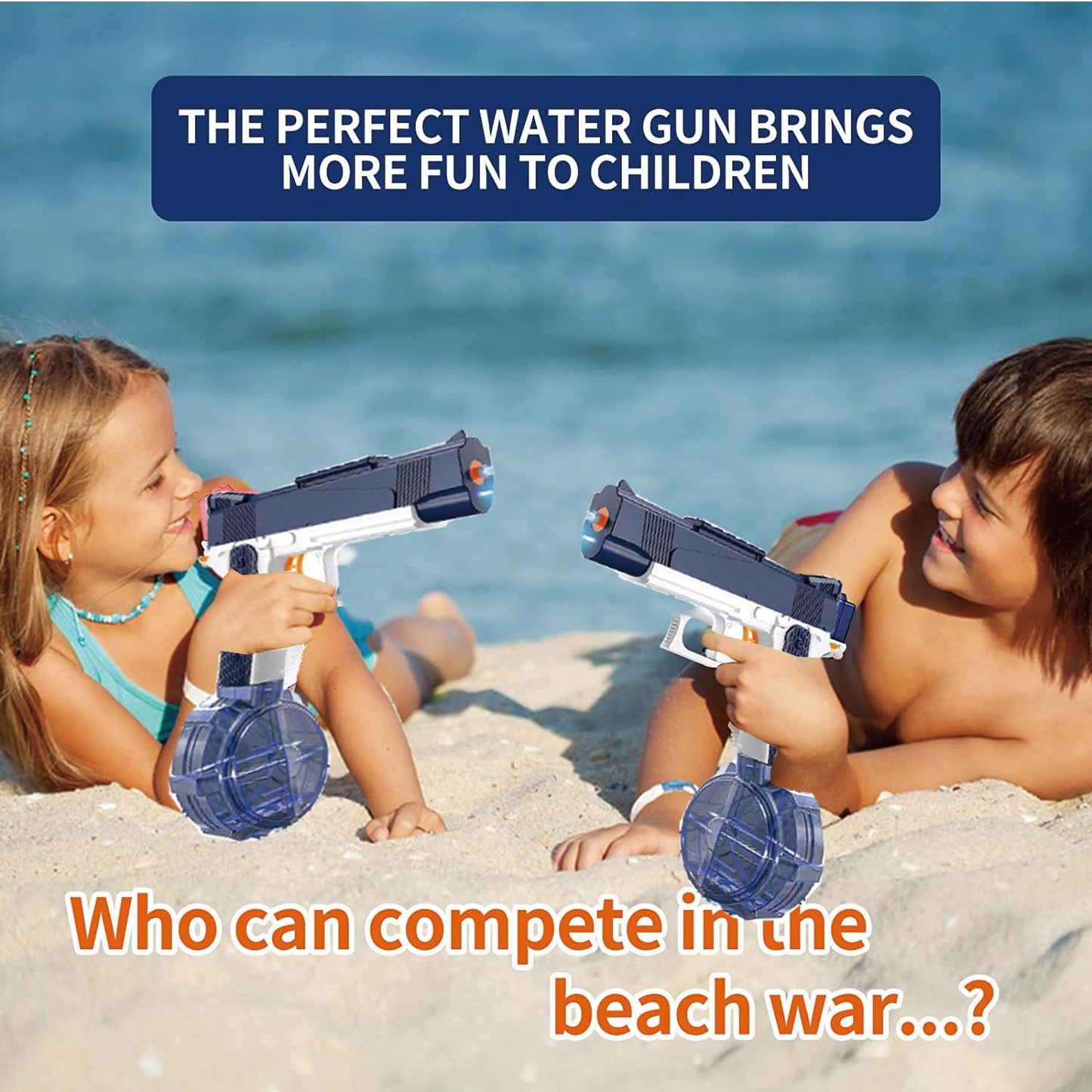 2Pcs Electric Water Guns Battery Powered Water Gun Electric Water Gun Rechargeable Gun Toy High Capacity 500+ Range Up to 32 FT Range Summer Outdoor Swimming Pool Water Toy for Adults Kids - Blue Pink