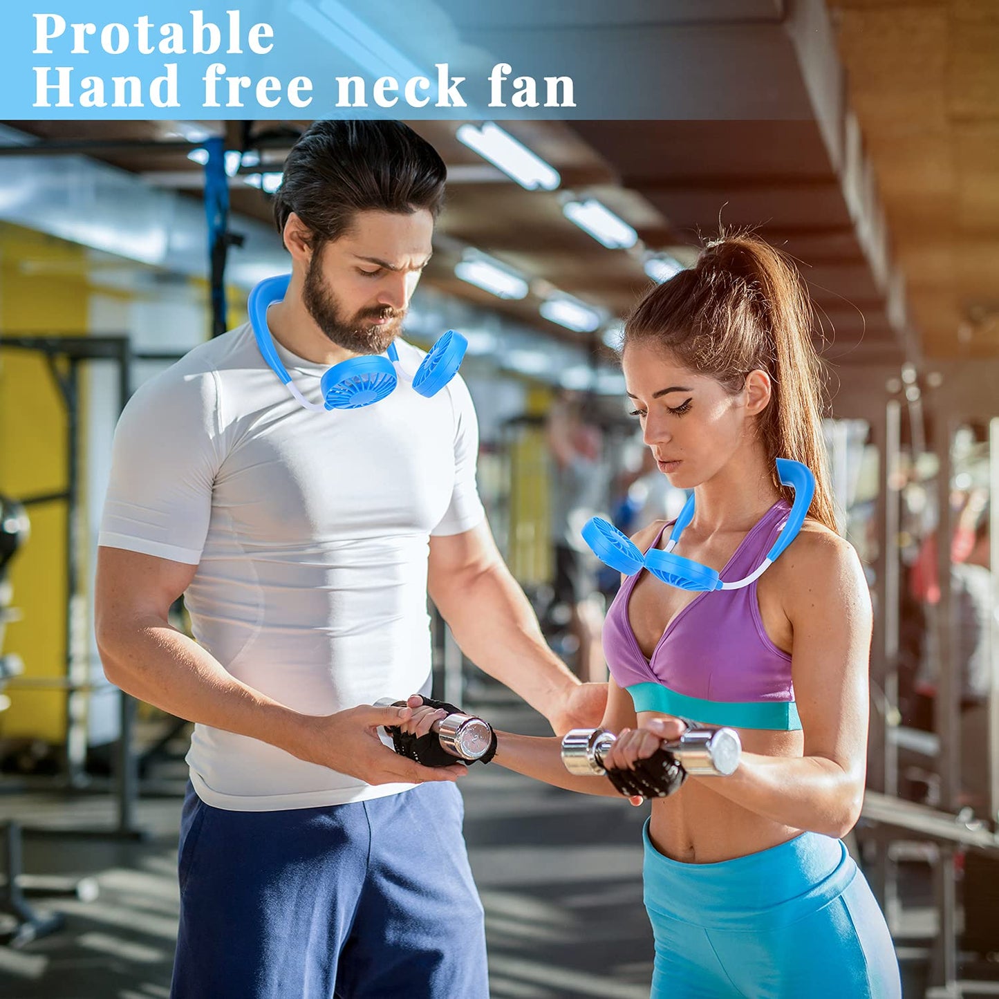 Portable Neck Fan Rechargeable Personal Hand-Free Fan Mini USB Wearable Neckband Sport Fan, 3 Speed Adjustable, 360 Degrees Free Rotation Perfect for Working, Traveling, Office, Reading (Black)