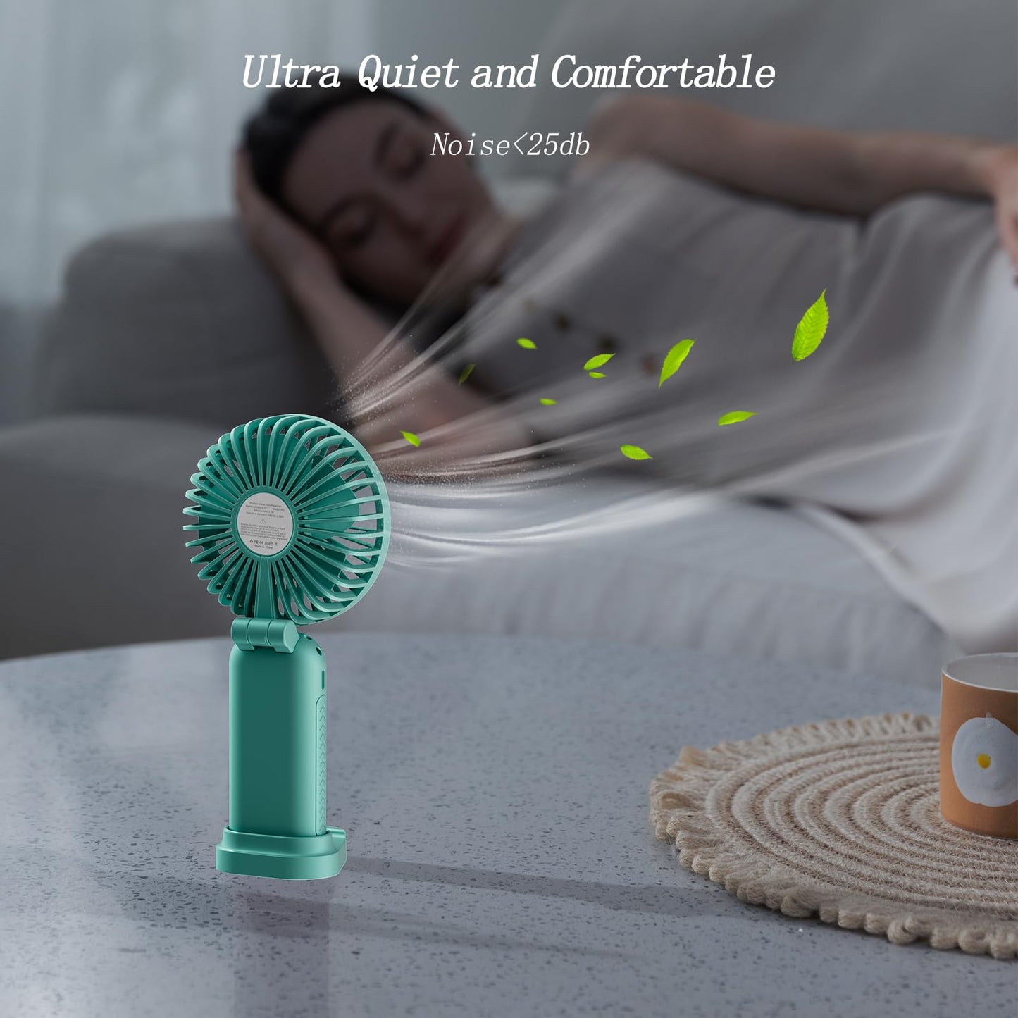 GOCKERA Portable Fan, 4200mAh Battery Operated Fan, 5 Speeds&Digital Display, Makeup Fans for Women with Base, 180°Foldable 3in1 Handheld/Neck/Desk Fan for Outdoor Indoor,Ultra Quiet (Pink)