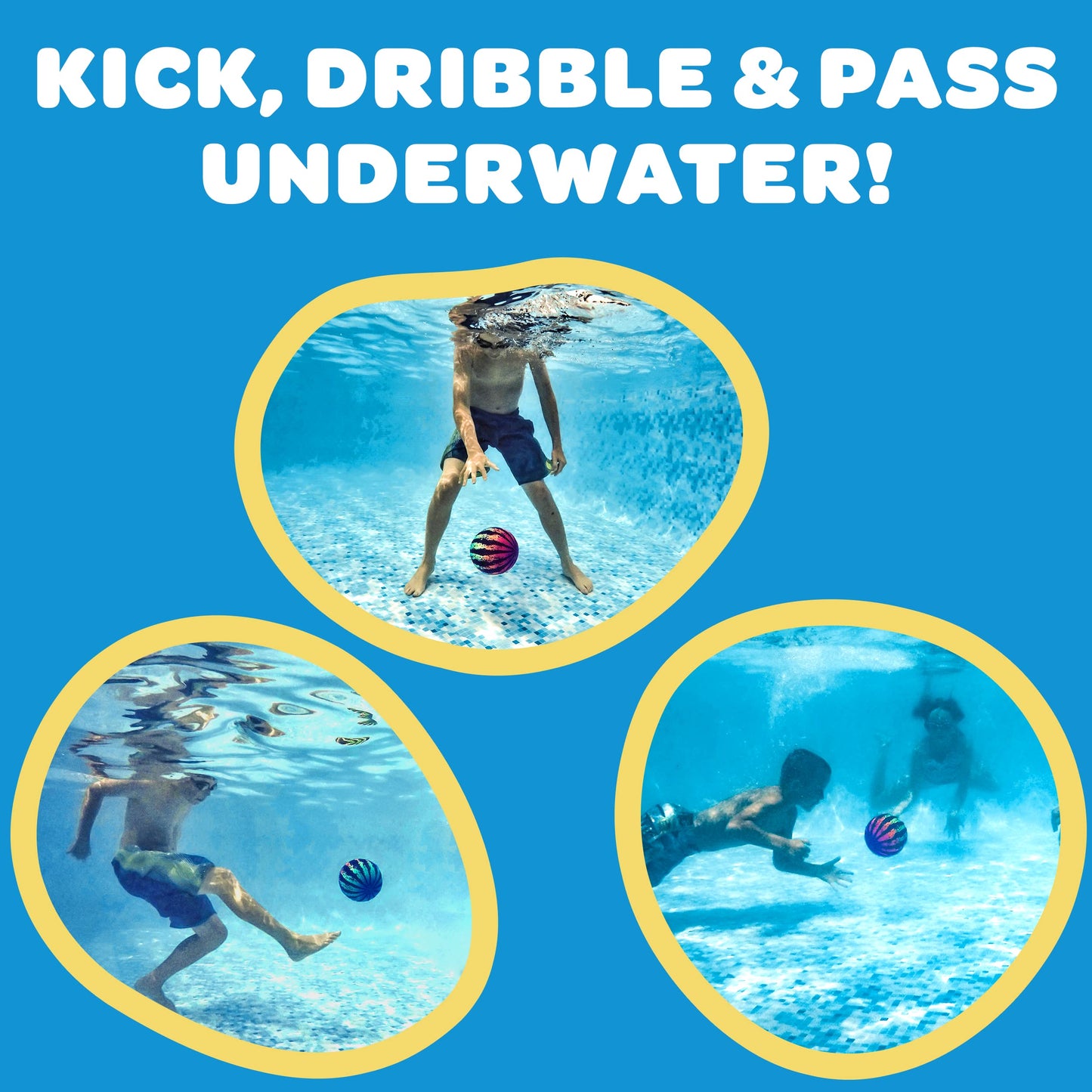 Watermelon Ball JR - Pool Toy for Underwater Games - Durable Ball for Pool Football, Basketball & Rugby - Perfect for Water Parties - Fun for Adults & Kids Alike - Fillable Pool Ball - Ages 6+