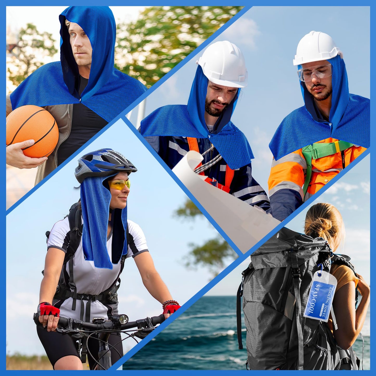 CSITE Cooling Hoodie Towels for Neck and Face, UPF 50 Sun Protection & Instant Cooling, Ice Towels for Hot Weather, Soft Breathable Towel for Sport, Work Out, Gym, Camping & More Activities