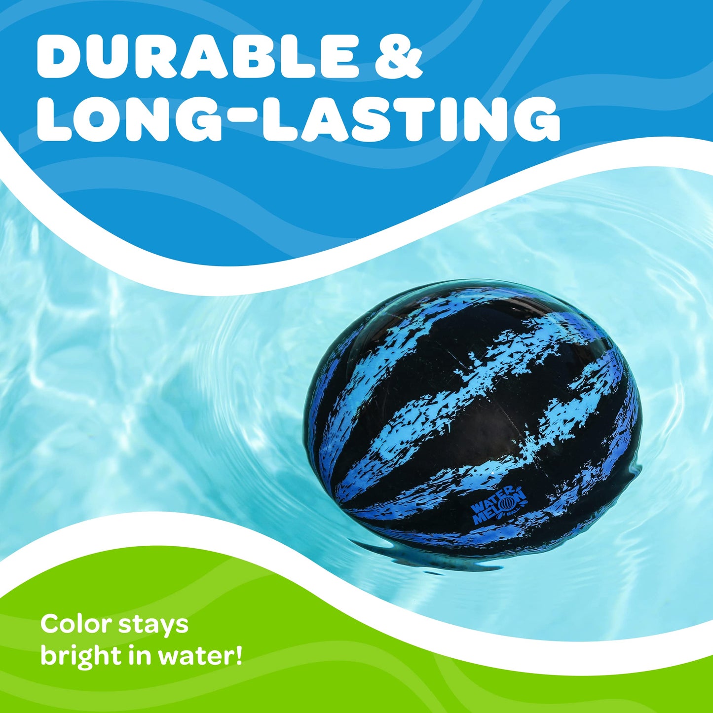 Watermelon Ball JR - Pool Toy for Underwater Games - Durable Ball for Pool Football, Basketball & Rugby - Perfect for Water Parties - Fun for Adults & Kids Alike - Fillable Pool Ball - Ages 6+