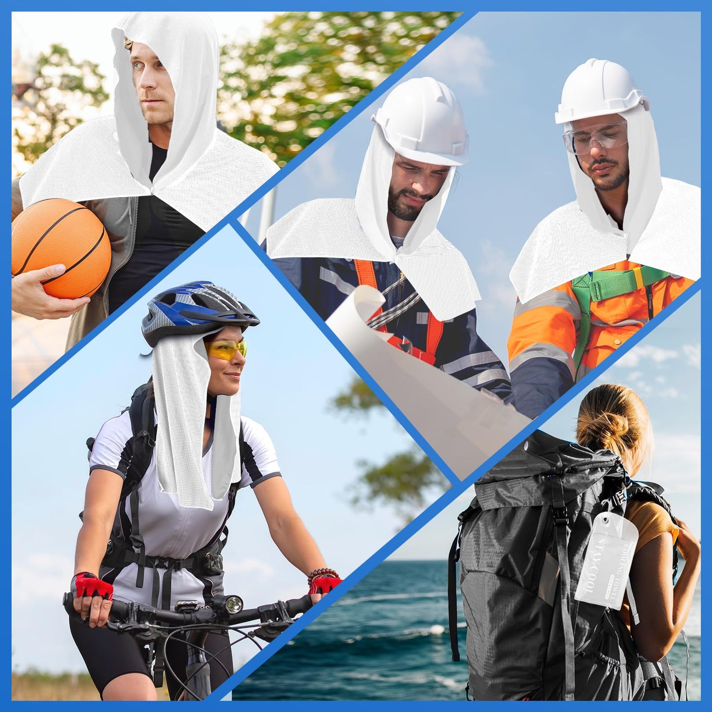 CSITE Cooling Hoodie Towels for Neck and Face, UPF 50 Sun Protection & Instant Cooling, Ice Towels for Hot Weather, Soft Breathable Towel for Sport, Work Out, Gym, Camping & More Activities
