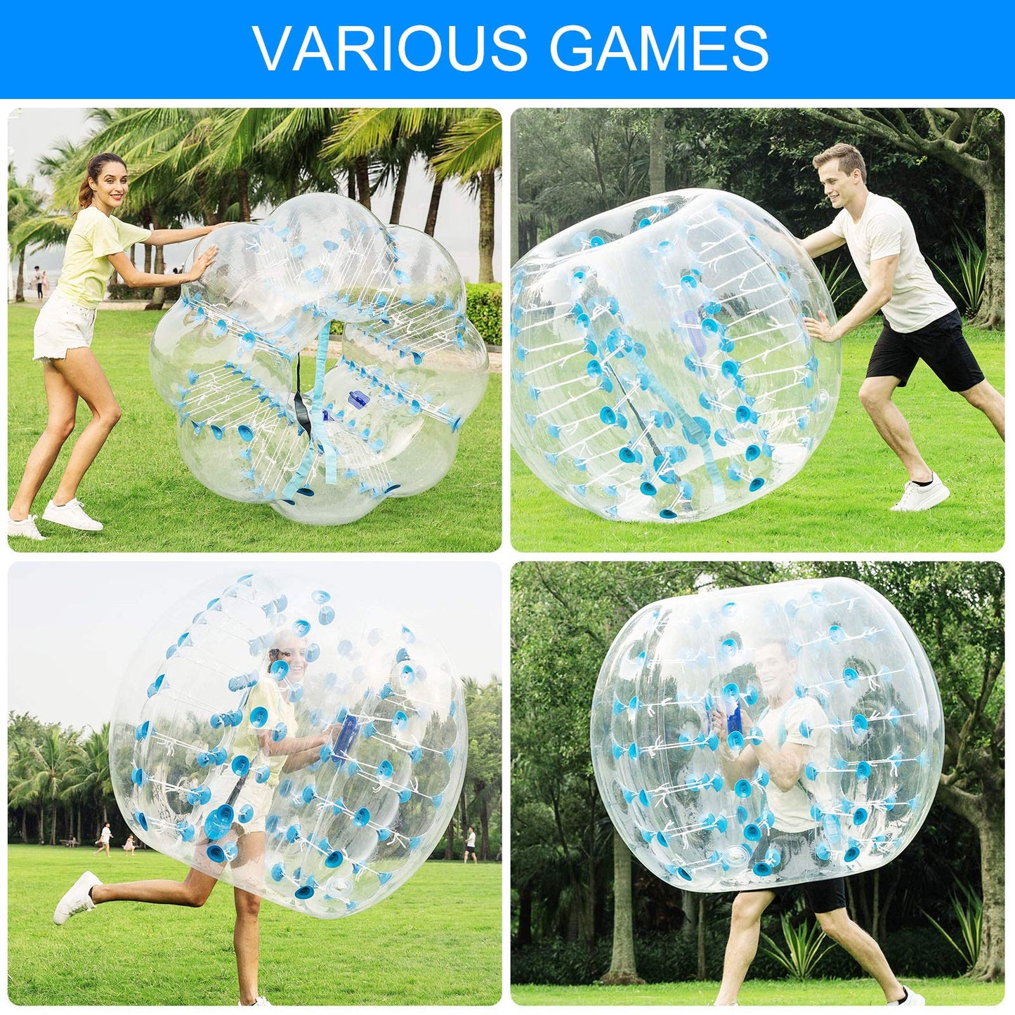 Inflatable Bumper Bubble Soccer Balls for Adults Sumo Football Bumper Ball Zorb Giant Human Hamster Ball Body for Outdoor Team Gaming Play