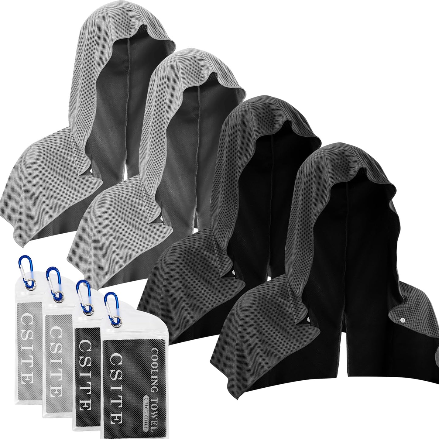 CSITE Cooling Hoodie Towels for Neck and Face, UPF 50 Sun Protection & Instant Cooling, Ice Towels for Hot Weather, Soft Breathable Towel for Sport, Work Out, Gym, Camping & More Activities