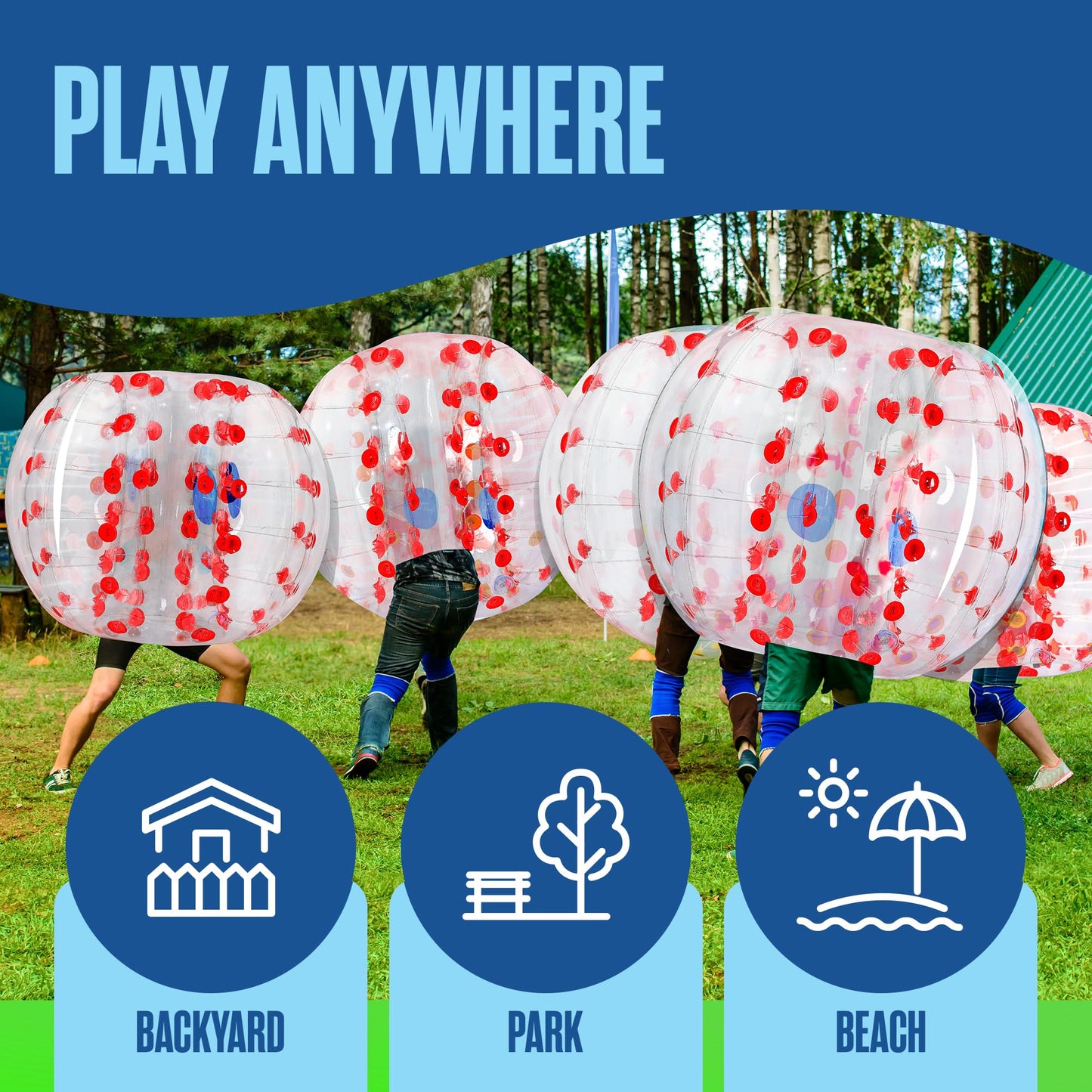 Houseables Human Hamster Ball, Zorb Ball, Bubble Soccer, Zorb, Bumper, for Adults, Humans, Kids, Sumo, Inflatable, Knocker, Whole Body Inside, Human Sized, Giant, Suit, 5 Feet, 1.5m, Red, 1 Pack