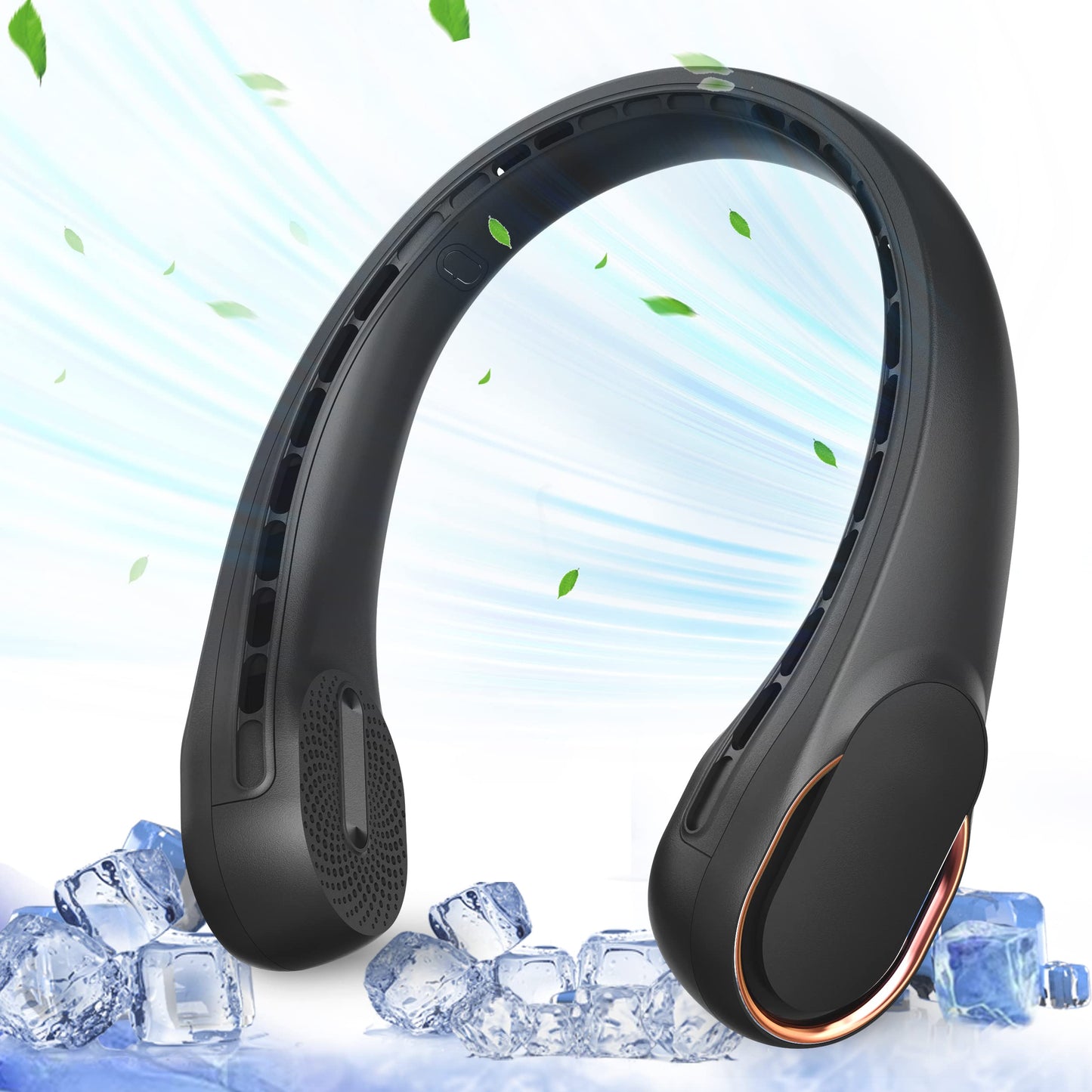 ASNUG Neck Fan, USB Rechargeable Personal Fan, 4000 mAh Battery Operated, 3 Speeds Adjustable, Faster Cooling, Ultra Quiet, Suitable for Home, Office, Travel, Sports