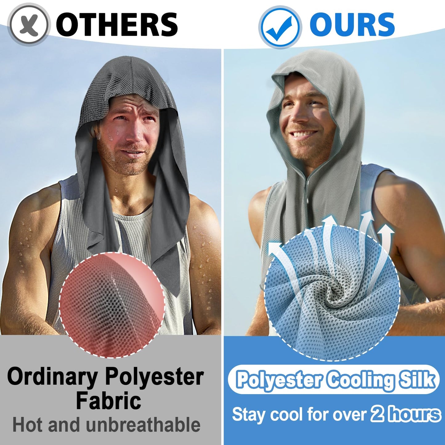 Cooling Hoodie Towels, Absorbent & Quick Drying Sweat Towel Wraps for Neck and Face, Long-Lasting Cooling and Sun Protection in Hot Weather Summer Outdoor Accessories, 4 Pcs