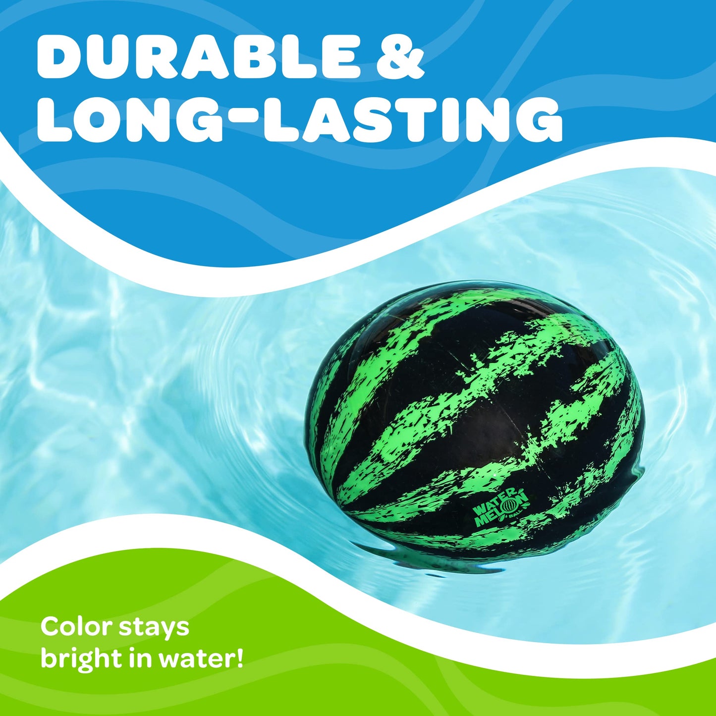 Watermelon Ball JR - Pool Toy for Underwater Games - Durable Ball for Pool Football, Basketball & Rugby - Perfect for Water Parties - Fun for Adults & Kids Alike - Fillable Pool Ball - Ages 6+