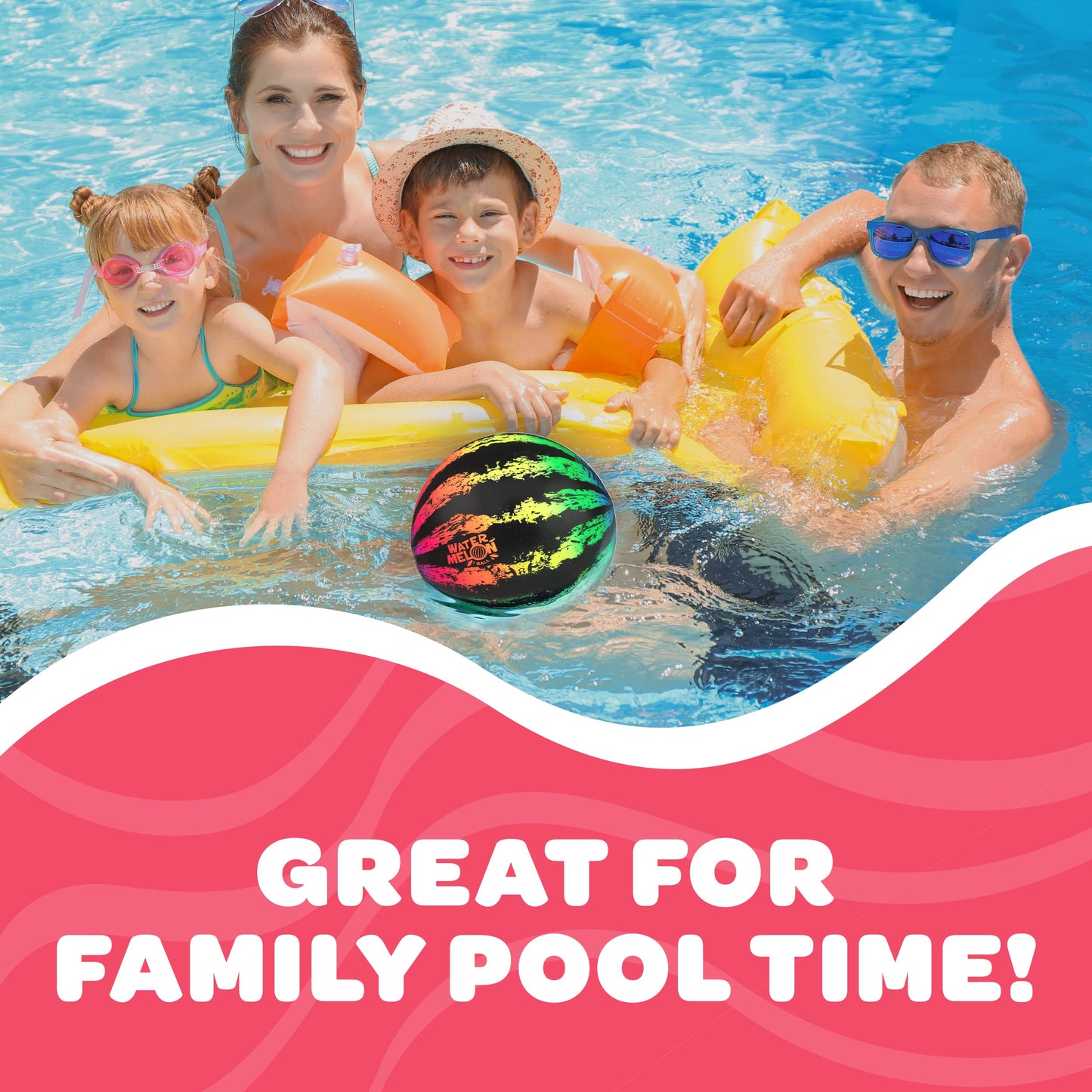 Watermelon Ball JR - Pool Toy for Underwater Games - Durable Ball for Pool Football, Basketball & Rugby - Perfect for Water Parties - Fun for Adults & Kids Alike - Fillable Pool Ball - Ages 6+