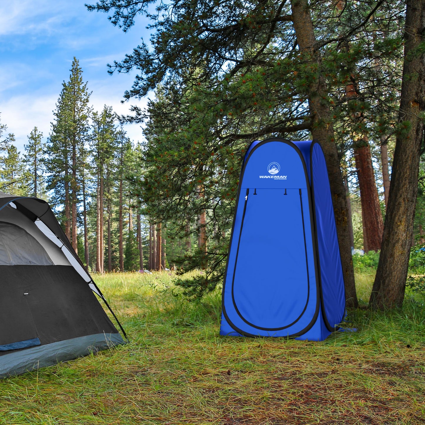 Pop Up Pod - Privacy Shower Tent, Dressing Room, or Portable Toilet Stall with Carry Bag for Camping, Beach, or Tailgate by Wakeman Outdoors (Black)