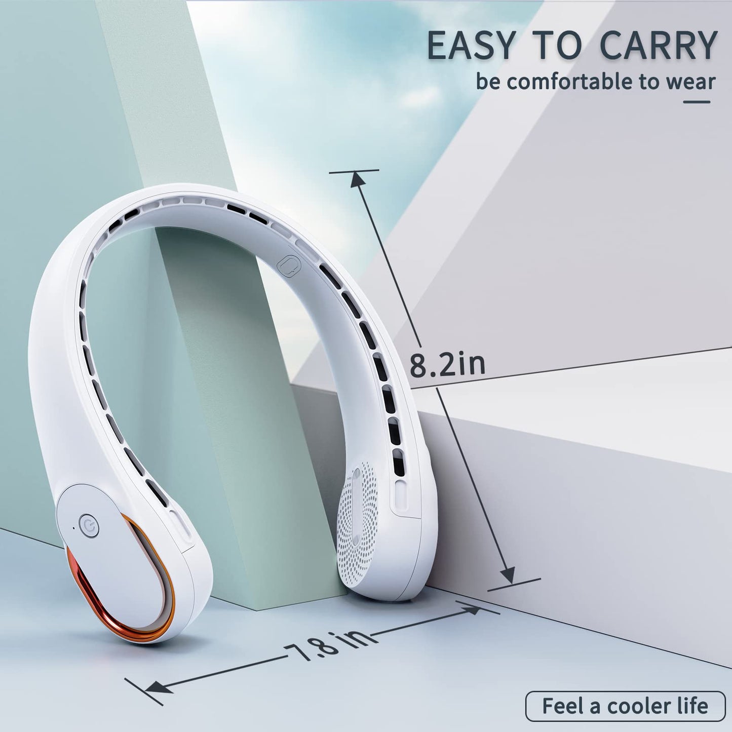 ASNUG Neck Fan, USB Rechargeable Personal Fan, 4000 mAh Battery Operated, 3 Speeds Adjustable, Faster Cooling, Ultra Quiet, Suitable for Home, Office, Travel, Sports