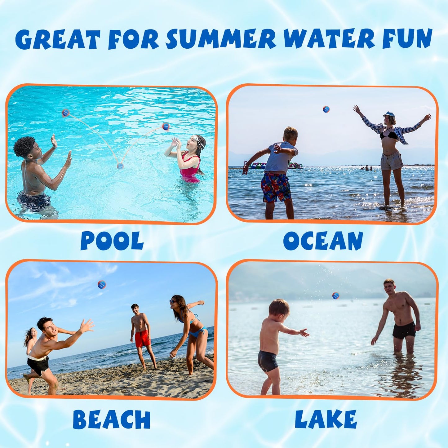 SQUAD Water Skipping Ball Set - Bouncing Water Toys for Beach, Pool, Ocean & Lake - Fun Swim Games for Kids, Teens, Adults & Family - Ideal Summer Gifts for Boys & Girls